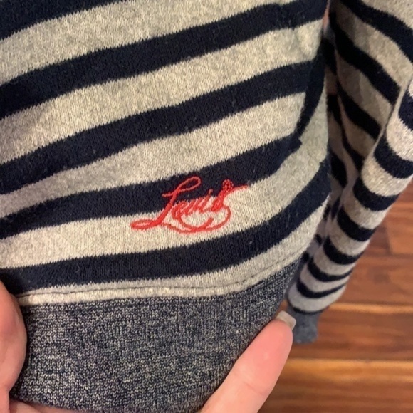Levi’s gray blue striped long sleeve warm simple sweater - Picture 2 of 11